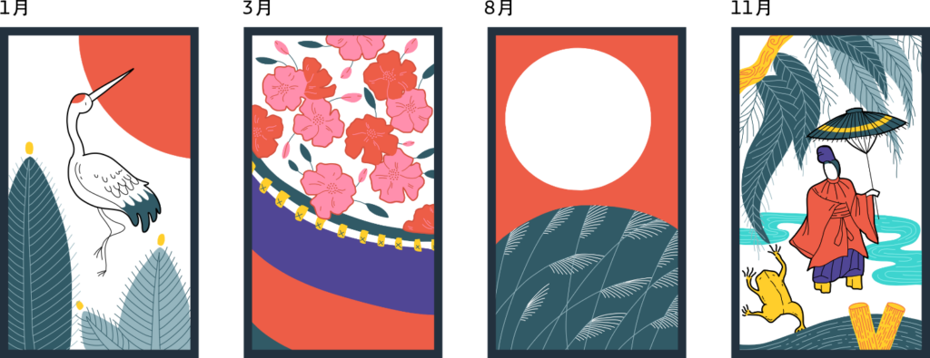 Ameshikō - 4 fényes lap, egyik a november kártya