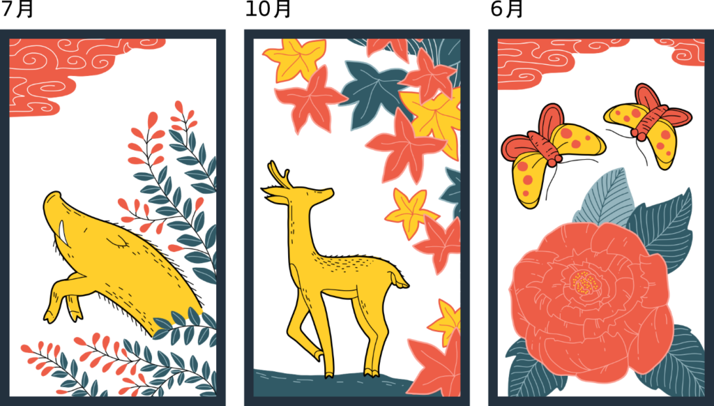 Ino-Shika-Chō, Vaddisznó-Szarvas-Pillangó, 5 pontos formáció a tane lapok között